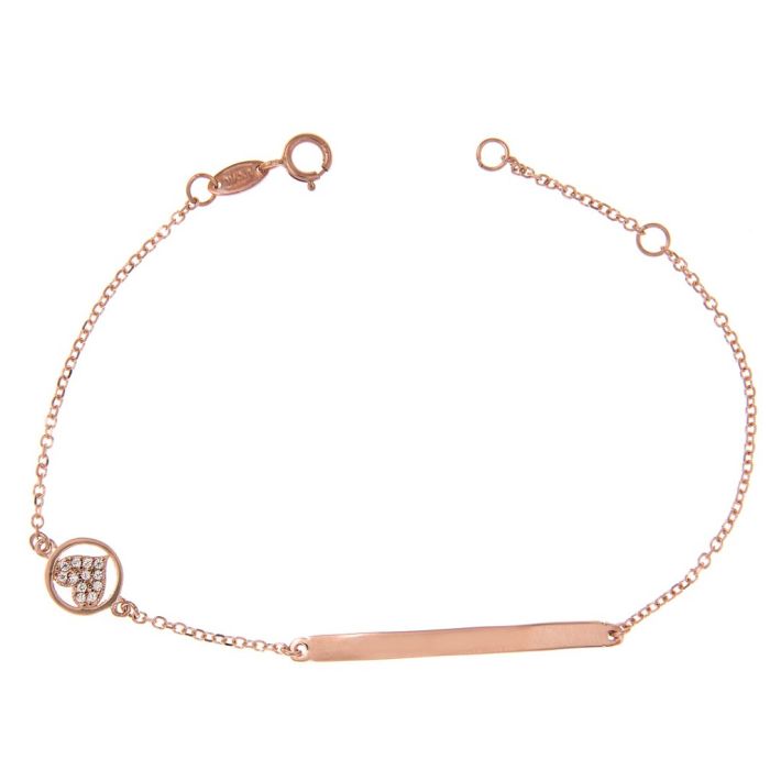 Pink gold women's bracelet with Identity and heart 9CT HVL0032
