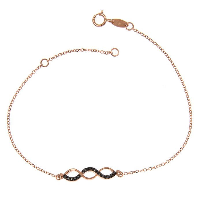 Pink gold women's bracelet with infinity pattern 9CT HVL0022