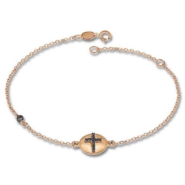 Women's pink gold bracelet with cross pattern 9CT HVD0121
