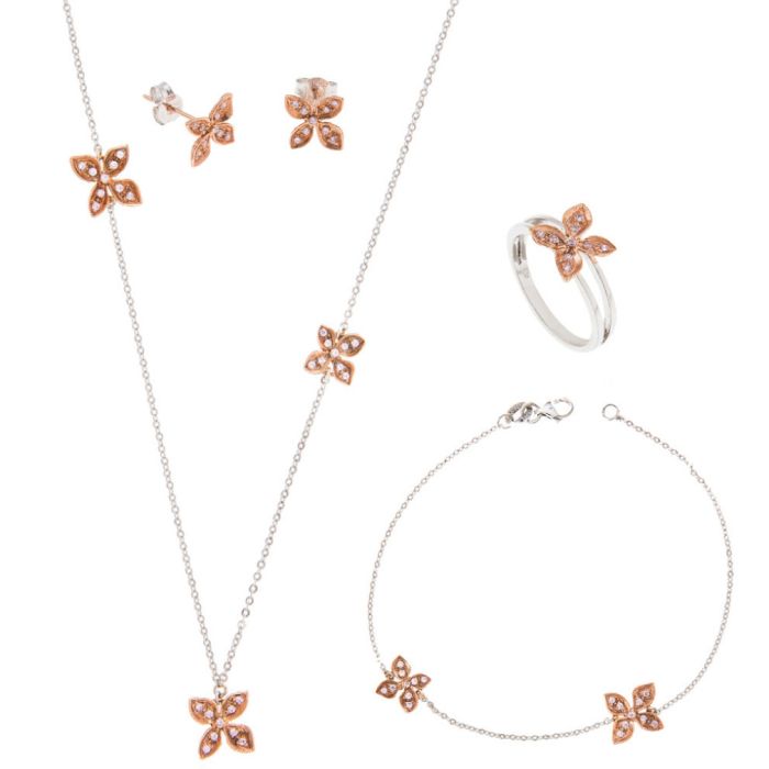 Jewelry set white gold with flowers 9CT SETHRM0100