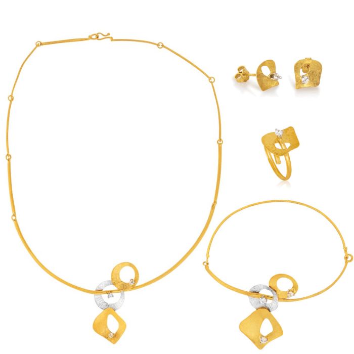 Handmade jewelry set in yellow gold of women's 14CT SETIRH0262
