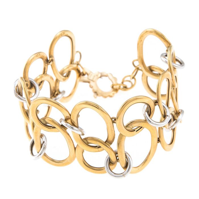 Women's two-tone wide yellow and white gold bracelet 14CT JVI0207
