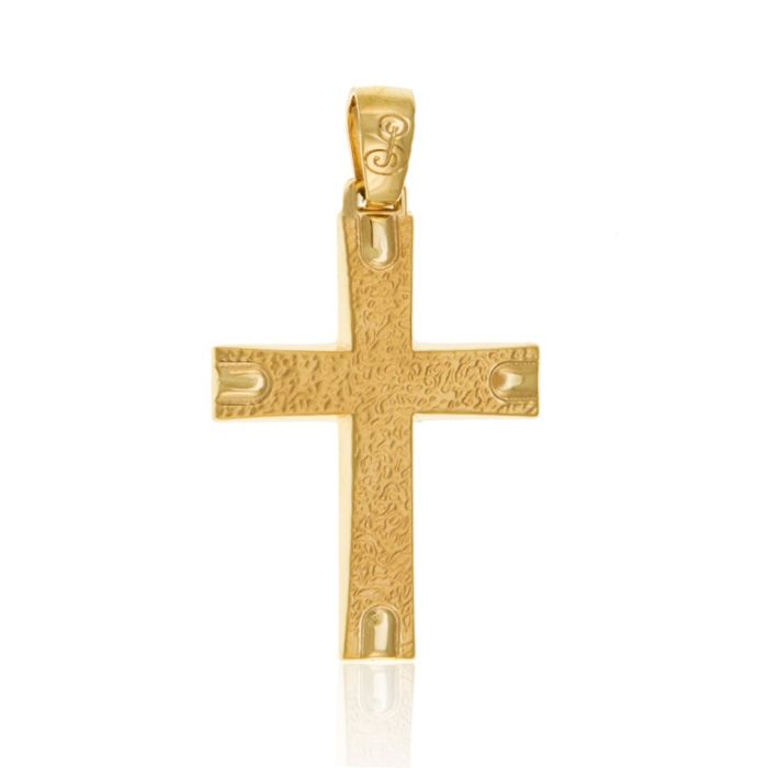 Men's double-sided gold cross 14CT ITM0007