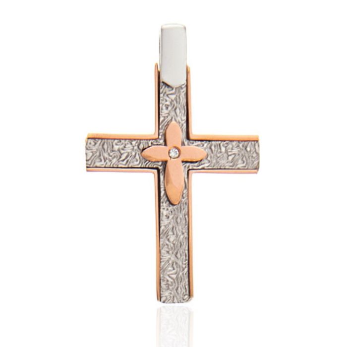Women's double-sided two-tone cross 14CT ITM0026