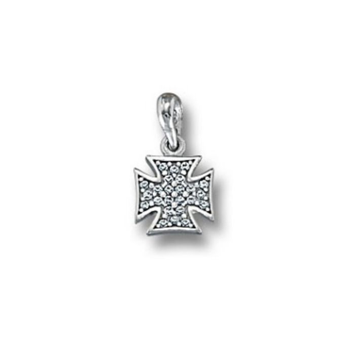 Women's small cross in white gold with white zircon 9CT HTH0104