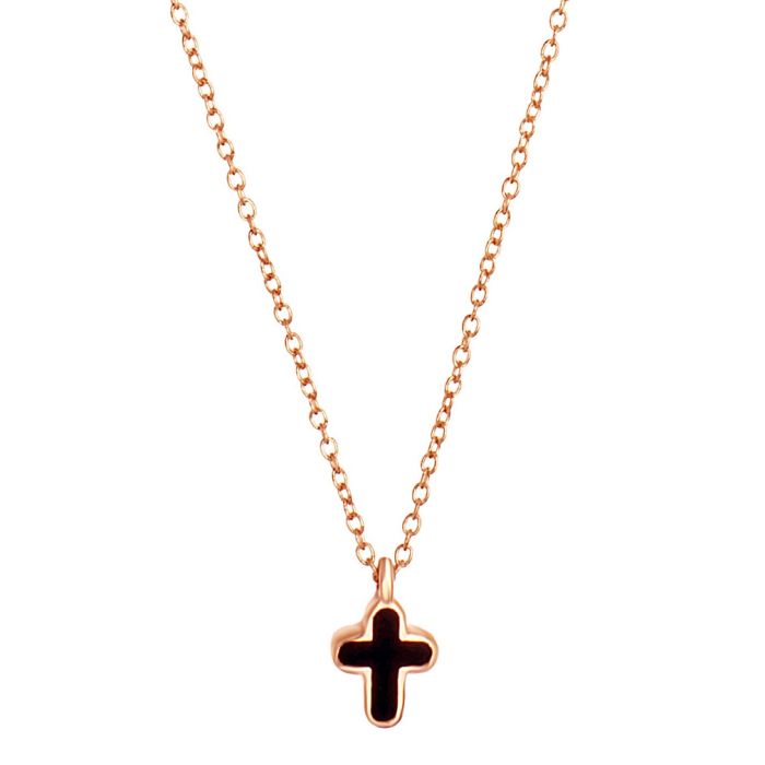 Women's small cross in pink gold with enamel 9CT HTD0025
