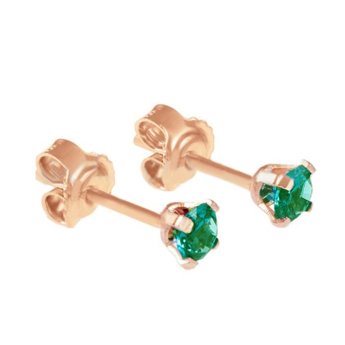 Pink gold stud earrings with zircon 14CT ISE0135