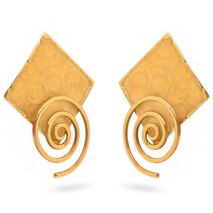 Women's handmade yellow gold earrings 18CT KSN0001