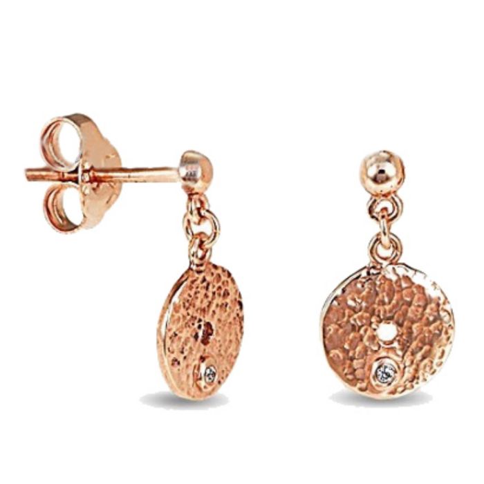 Women's pink gold pendant earrings with circle pattern 9CT  HSH0151