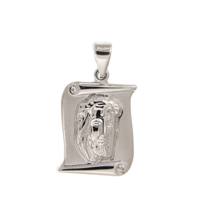 Double sided white gold charm in the form of Jesus 9CT HJJ0041