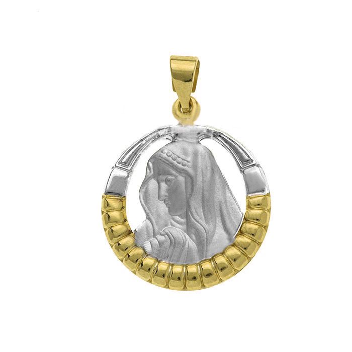 Single sided yellow gold charm in the form of Holy Mary 9CT HJJ0046