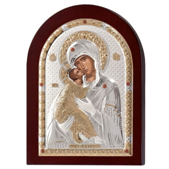 Silver icon of Agia Panagia Vladimirou 20 * 26 MA-E1110-AX