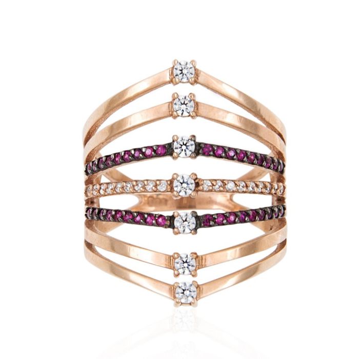 Women's pink gold ring 14CT with zircon IDD0103