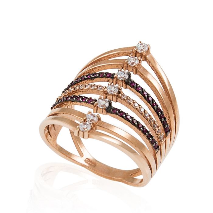 Women's pink gold ring 14CT with zircon IDD0103