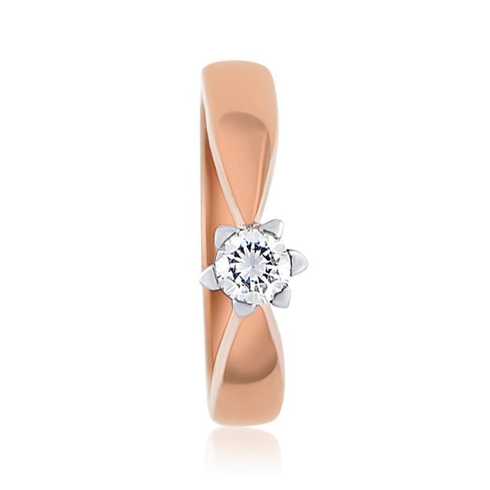 Monolithic pink gold ring 14CT with zircon IDQ0006