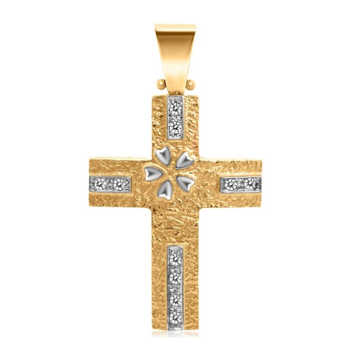 Women's yellow gold cross 18CT with diamonds MTD0002