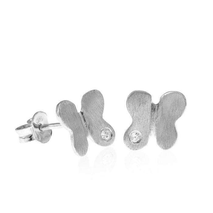 Women's silver stud earrings with butterflies WS00622