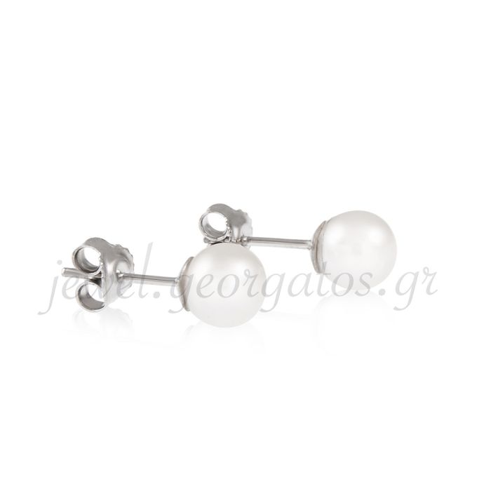 White gold stud earrings with Pearls 7,5mm 14CT ISD0115