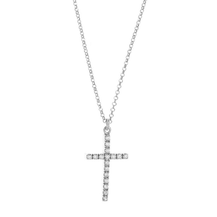 Women's silver cross with zircon WT00189