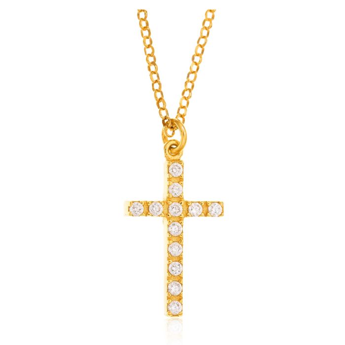 Women's cross gilded with zircon WT00191
