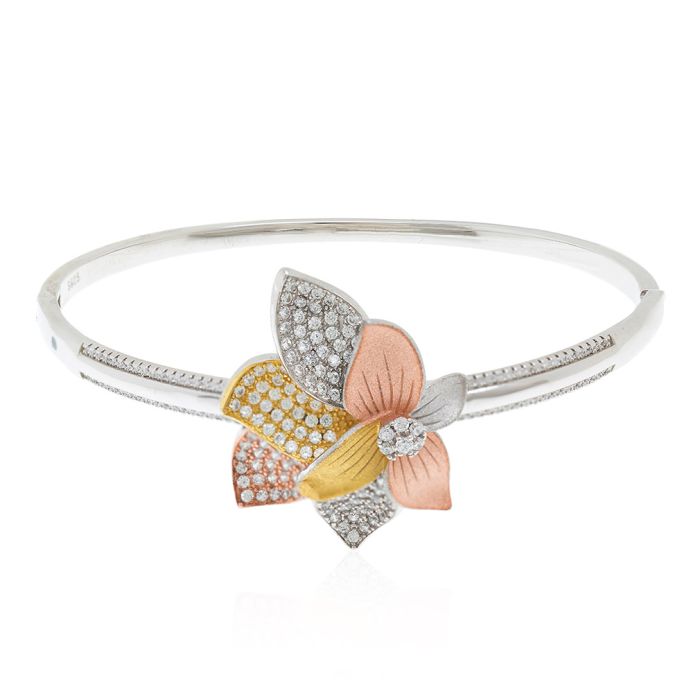 Women's silver bracelet with flower  WX00043