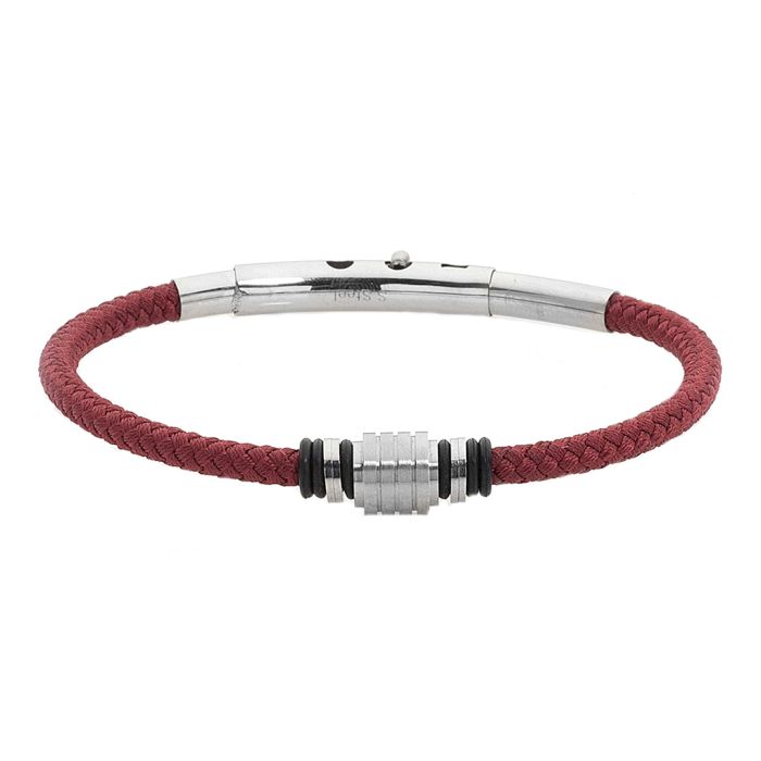 Men's bracelet with steel and leather QBV0009