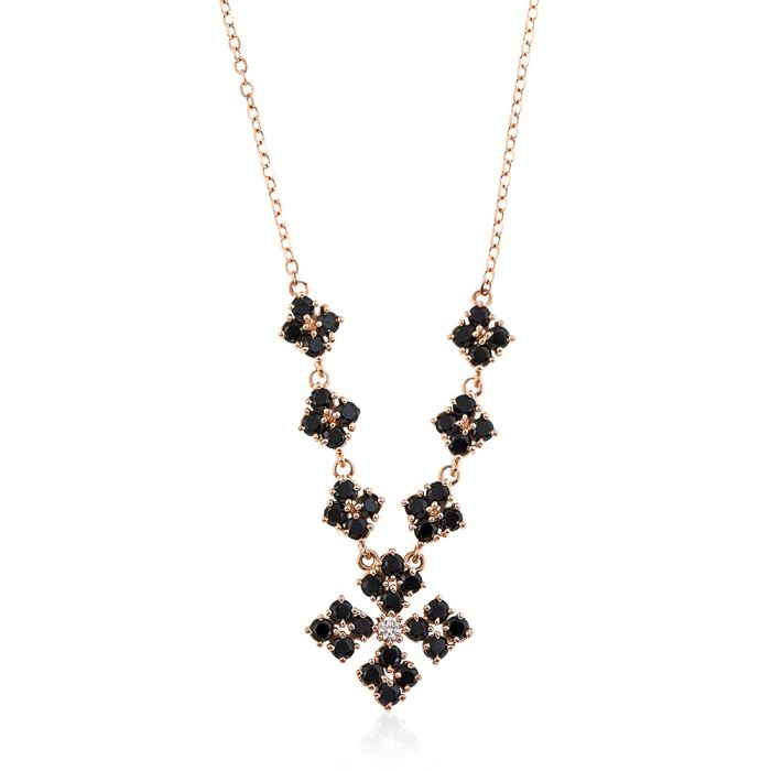 Women necklace Rose Gold with black zirkon 14CT IRM0025