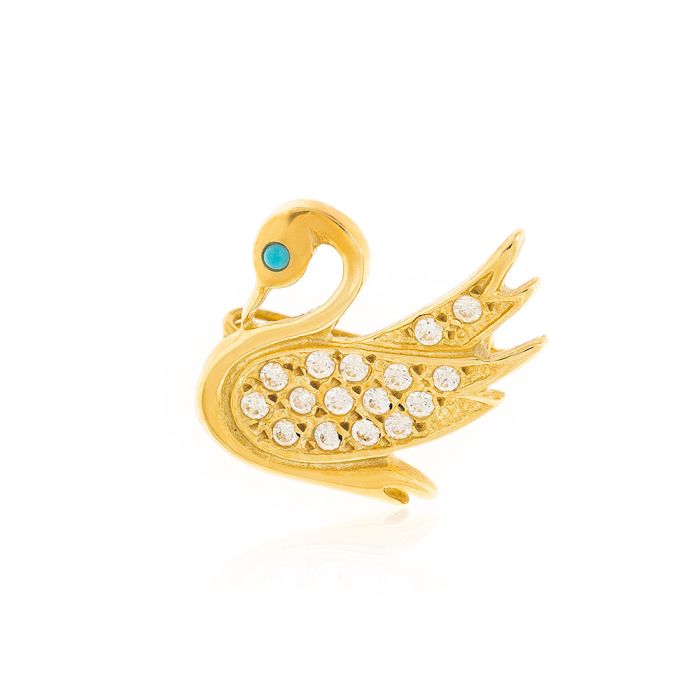 Lapel gold pin 14CT with swan JFH5024