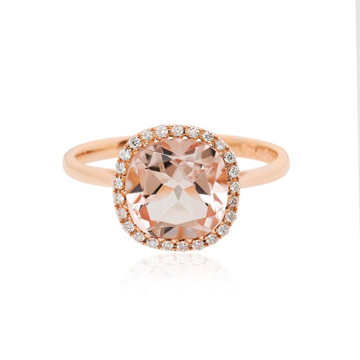 Women's Rose Gold Ring 18ct with Morganite and diamonds SDU0006