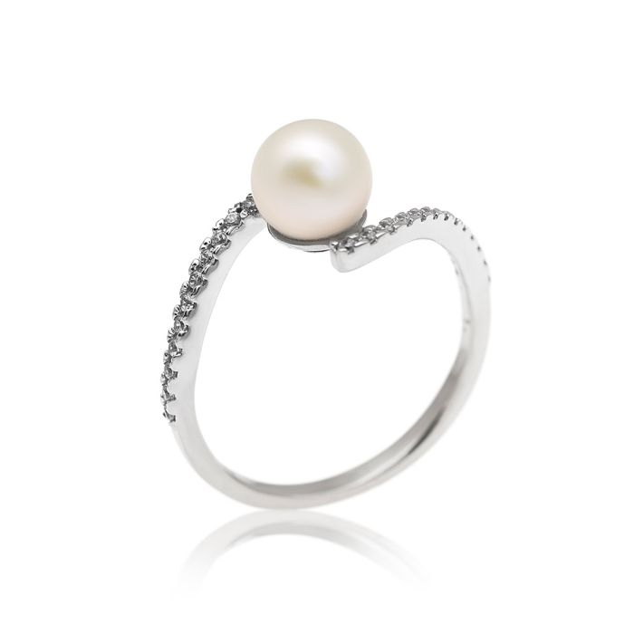 Women engagement gold ring 14CT with pearl IDE0155