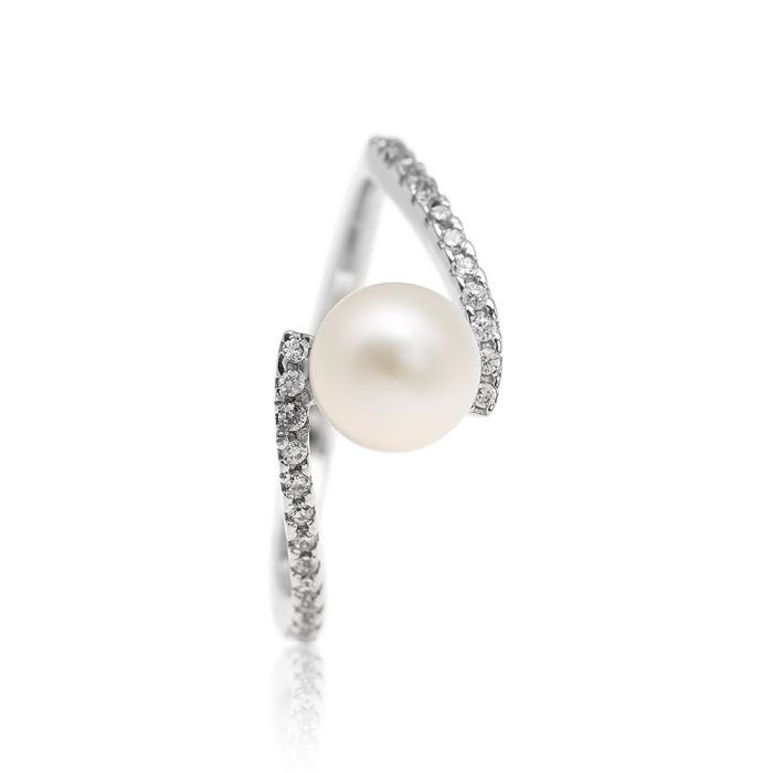 Women engagement gold ring 14CT with pearl IDE0155