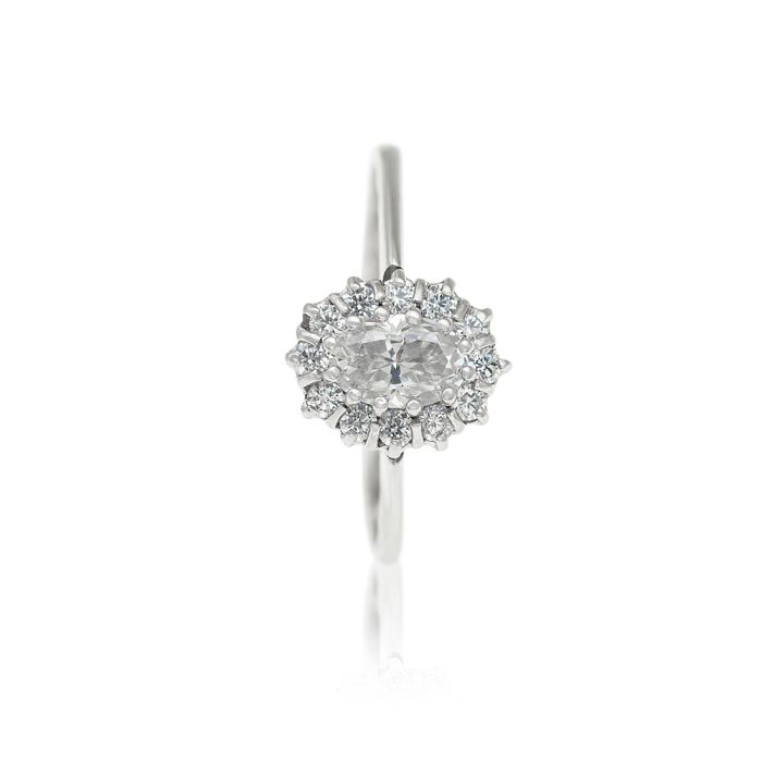 Women gold rosette ring 14CT with zircon IDR0002 