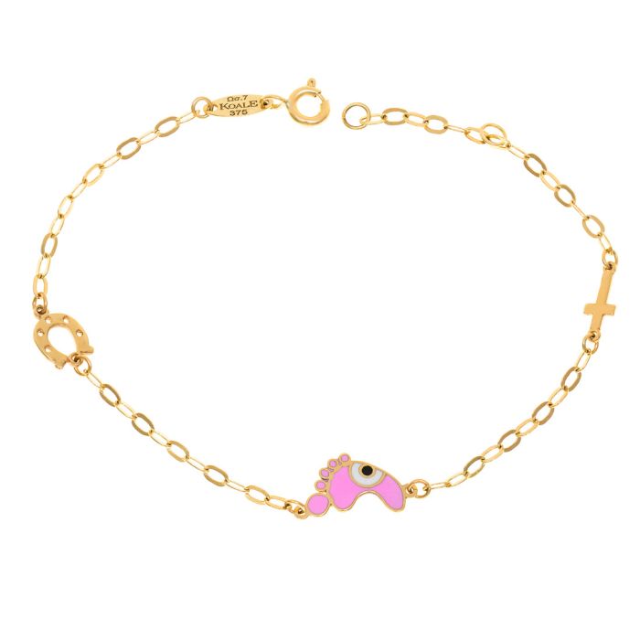 Kid's gold bracelet 9CT with sole and cross HYU0017