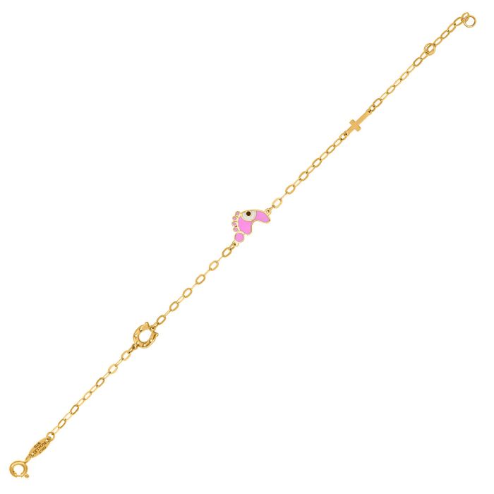 Kid's gold bracelet 9CT with sole and cross HYU0017