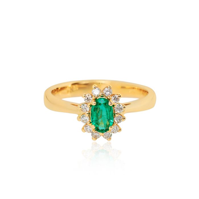 Women's rosette ring 18CT with emerald SDU0001