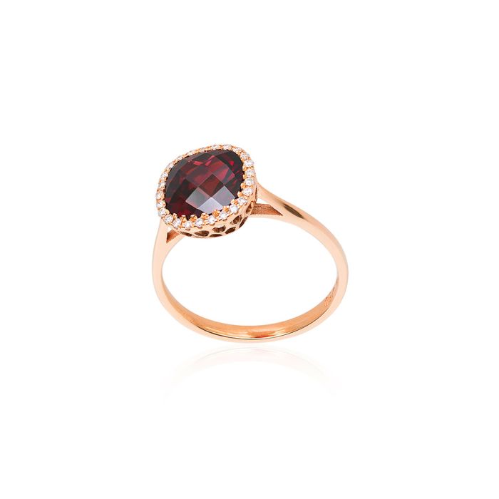 Women's gold ring with garnet and diamonds SDU0003