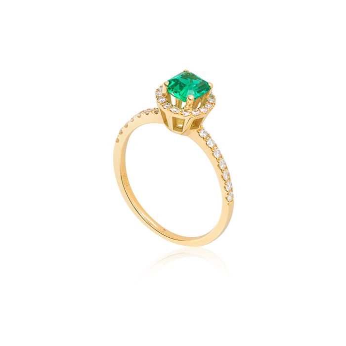 Women's rosette ring with 0.58ct emerald SDU0004