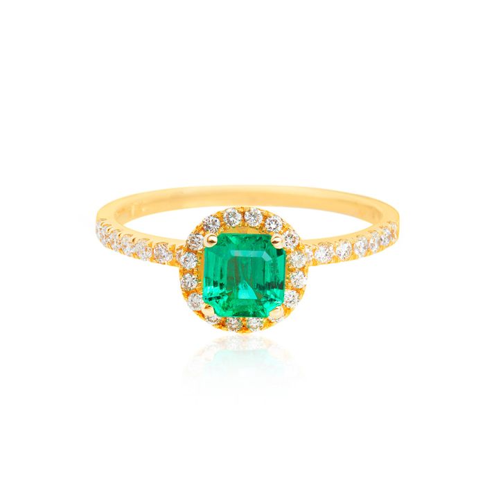 Women's rosette ring with 0.58ct emerald SDU0004
