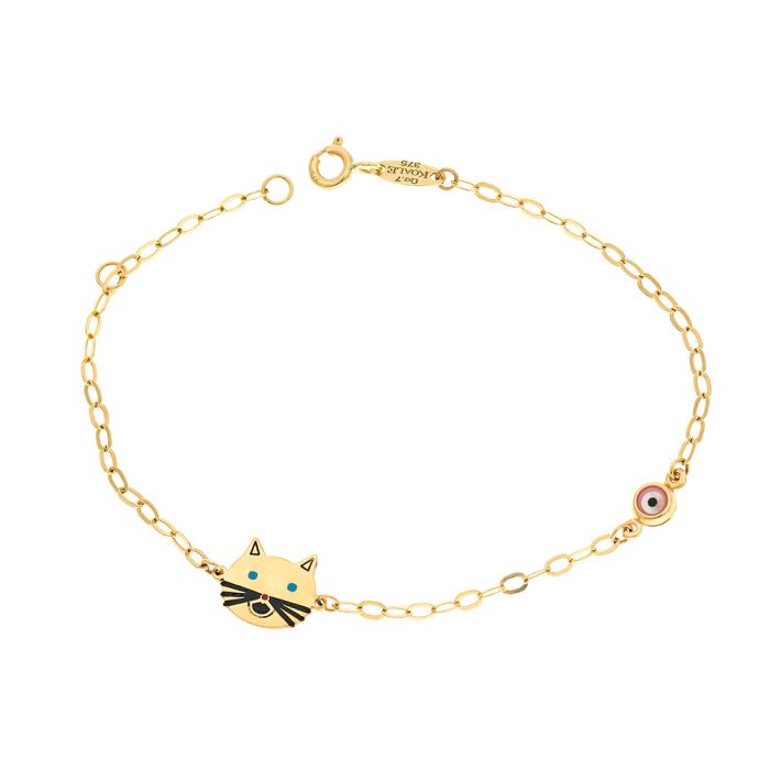Children's gold bracelet 9CT with kitten HYU0030