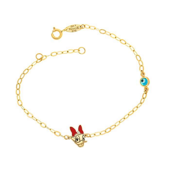 Children's gold bracelet 9CT with Daisy and eye HYU0032
