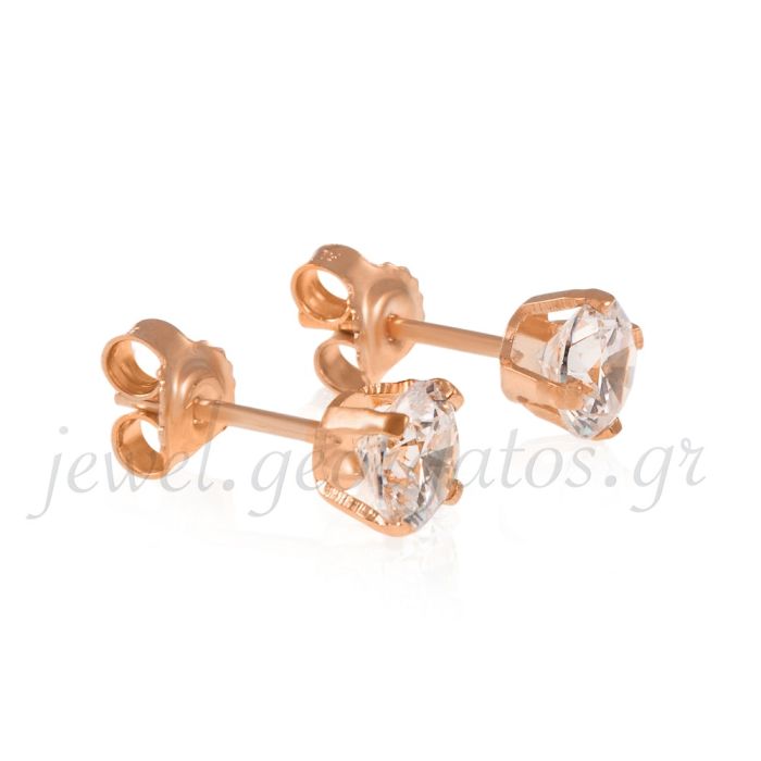 Pink gold stud earrings with zircon 14CT ISB0134