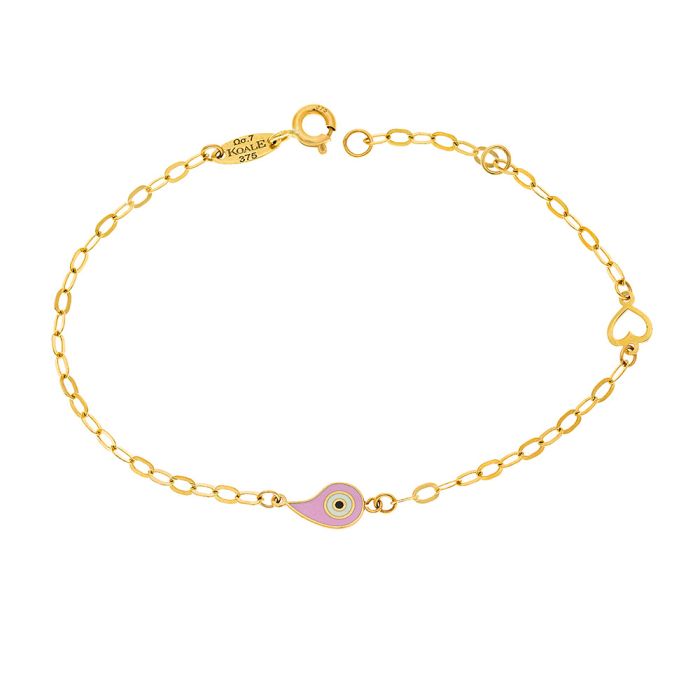 Children's gold bracelet 9CT with eye bead HYU0038