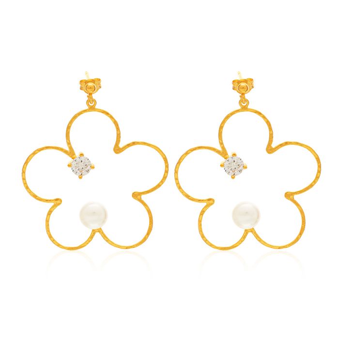 Women's silver pendant gilded earrings WS00668