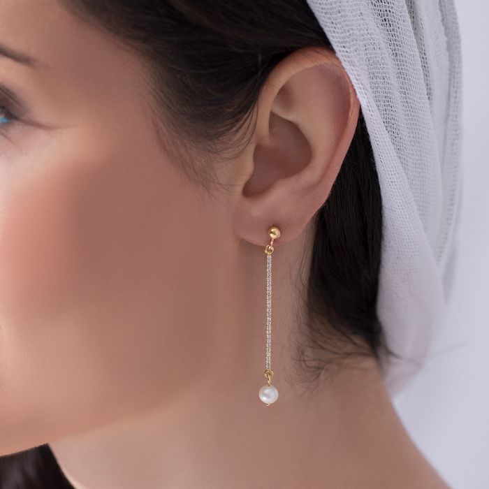 Women's silver pendant gilded earrings WS00672