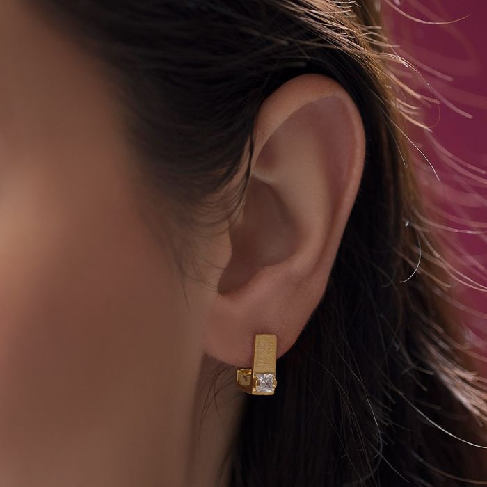 Women's silver pendant gilded earrings WS00677