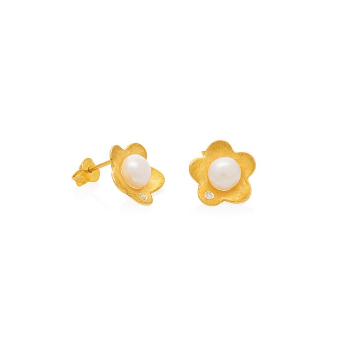 Women's silver earrings with flower WS00676