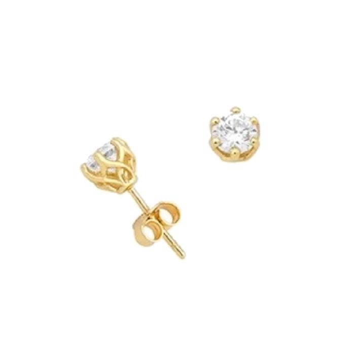 Yellow gold stud earrings with zircon 9CT HSM0057