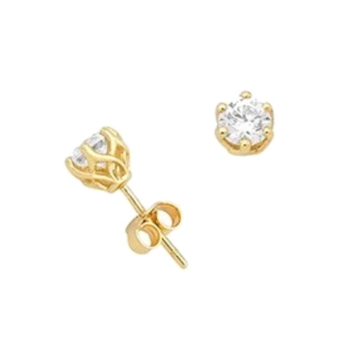 Yellow gold stud earrings with zircon 9CT HSF0005