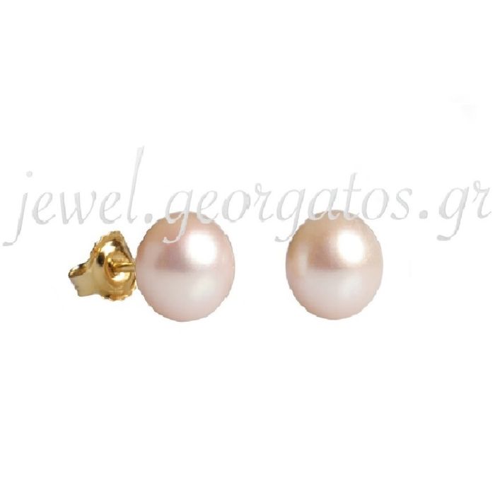 Yellow gold stud earrings with pearl 14CT  ISD0111