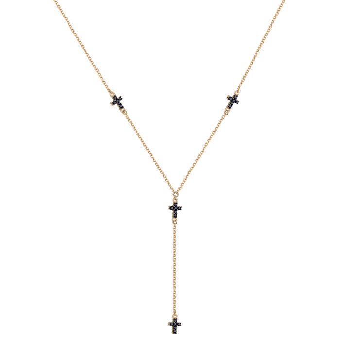 Women gold 9ct necklace with crosses HRR0054
